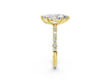 Yellow gold Marquise Cut Diamond Solitaire Ring with Round with Moissanite side stone Pavé Band and Prong Setting_14