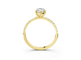 Yellow gold Marquise Cut Diamond Solitaire Ring with Round with Moissanite side stone Pavé Band and Prong Setting_15