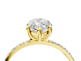Yellow gold Marquise Cut Diamond Solitaire Ring with Round with Moissanite side stone Pavé Band and Prong Setting_16
