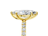 Yellow gold Marquise Cut Diamond Solitaire Ring with Round with Moissanite side stone Pavé Band and Prong Setting_17
