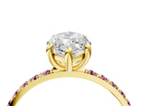 Yellow gold Marquise Cut Diamond Solitaire Ring with Round with Morganite side stone Pavé Band and Prong Setting_16