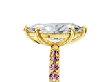 Yellow gold Marquise Cut Diamond Solitaire Ring with Round with Morganite side stone Pavé Band and Prong Setting_17