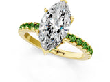 Yellow gold Marquise Cut Diamond Solitaire Ring with Round with Peridot side stone Pavé Band and Four-Prong Setting_37
