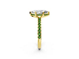 Yellow gold Marquise Cut Diamond Solitaire Ring with Round with Peridot side stone Pavé Band and Four-Prong Setting_38