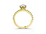 Yellow gold Marquise Cut Diamond Solitaire Ring with Round with Peridot side stone Pavé Band and Four-Prong Setting_39