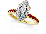 Yellow gold Marquise Cut Diamond Solitaire Ring with Round with Ruby side stone Pavé Band and Four-Prong Setting_49