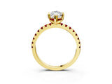 Yellow gold Marquise Cut Diamond Solitaire Ring with Round with Ruby side stone Pavé Band and Four-Prong Setting_51