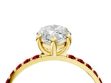 Yellow gold Marquise Cut Diamond Solitaire Ring with Round with Ruby side stone Pavé Band and Prong Setting_28