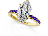 Yellow gold Marquise Cut Diamond Solitaire Ring with Round with Tanzanite side stone Pavé Band and Four-Prong Setting_37