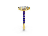 Yellow gold Marquise Cut Diamond Solitaire Ring with Round with Tanzanite side stone Pavé Band and Four-Prong Setting_38