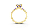 Yellow gold Marquise Cut Diamond Solitaire Ring with Round with Tanzanite side stone Pavé Band and Four-Prong Setting_39