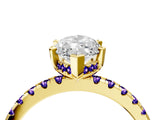 Yellow gold Marquise Cut Diamond Solitaire Ring with Round with Tanzanite side stone Pavé Band and Four-Prong Setting_40