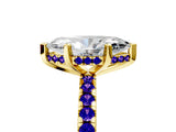 Yellow gold Marquise Cut Diamond Solitaire Ring with Round with Tanzanite side stone Pavé Band and Four-Prong Setting_41