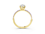 Yellow gold Marquise Cut Diamond Solitaire Ring with Round with Tanzanite side stone Pavé Band and Prong Setting_15
