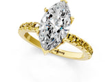 Yellow gold Marquise Cut Diamond Solitaire Ring with Round with Yellow Sapphire side stone Pavé Band and Four-Prong Setting_37