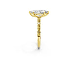 Yellow gold Marquise Cut Diamond Solitaire Ring with Round with Yellow Sapphire side stone Pavé Band and Prong Setting_14