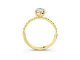 Yellow gold Marquise Cut Diamond Solitaire Ring with Round with Yellow Sapphire side stone Pavé Band and Prong Setting_15