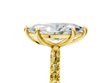 Yellow gold Marquise Cut Diamond Solitaire Ring with Round with Yellow Sapphire side stone Pavé Band and Prong Setting_17