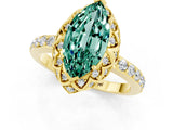 Yellow gold Marquise Cut Diamond Solitaire Ring with Shared Prong Pavé Band_1