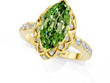 Yellow gold Marquise Cut Diamond Solitaire Ring with Shared Prong Pavé Band_1