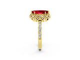 Yellow gold Marquise Cut Diamond Solitaire Ring with Shared Prong Pavé Band_2