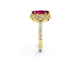 Yellow gold Marquise Cut Diamond Solitaire Ring with Shared Prong Pavé Band_2