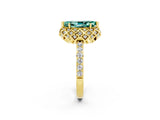 Yellow gold Marquise Cut Diamond Solitaire Ring with Shared Prong Pavé Band_2