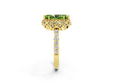 Yellow gold Marquise Cut Diamond Solitaire Ring with Shared Prong Pavé Band_2