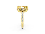 Yellow gold Marquise Cut Diamond Solitaire Ring with Shared Prong Pavé Band_2