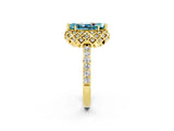 Yellow gold Marquise Cut Diamond Solitaire Ring with Shared Prong Pavé Band_2