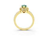 Yellow gold Marquise Cut Diamond Solitaire Ring with Shared Prong Pavé Band_3