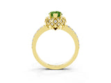 Yellow gold Marquise Cut Diamond Solitaire Ring with Shared Prong Pavé Band_3