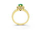 Yellow gold Marquise Cut Diamond Solitaire Ring with Shared Prong Pavé Band_3