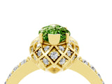 Yellow gold Marquise Cut Diamond Solitaire Ring with Shared Prong Pavé Band_4