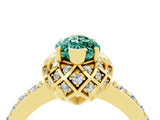 Yellow gold Marquise Cut Diamond Solitaire Ring with Shared Prong Pavé Band_4