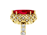 Yellow gold Marquise Cut Diamond Solitaire Ring with Shared Prong Pavé Band_5