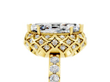 Yellow gold Marquise Cut Diamond Solitaire Ring with Shared Prong Pavé Band_5