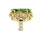 Yellow gold Marquise Cut Diamond Solitaire Ring with Shared Prong Pavé Band_5