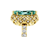 Yellow gold Marquise Cut Diamond Solitaire Ring with Shared Prong Pavé Band_5
