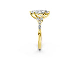 Yellow gold Marquise Cut Diamond Solitaire Ring with Side Stones and Four-Prong Setting_105