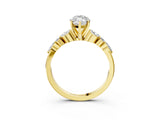 Yellow gold Marquise Cut Diamond Solitaire Ring with Side Stones and Four-Prong Setting_106