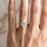 Yellow gold Marquise Cut Diamond Solitaire Ring with Side Stones and Four-Prong Setting_115