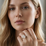 Yellow gold Marquise Cut Diamond Solitaire Ring with Side Stones and Four-Prong Setting_116
