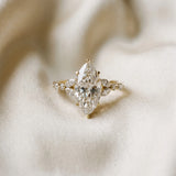 Yellow gold Marquise Cut Diamond Solitaire Ring with Side Stones and Four-Prong Setting_118
