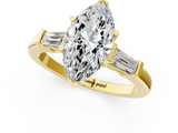 Yellow gold Marquise Cut Diamond Solitaire Ring with Tapered Baguette Accents and Four-Prong Setting_80