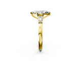Yellow gold Marquise Cut Diamond Solitaire Ring with Tapered Baguette Accents and Four-Prong Setting_81