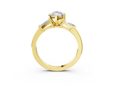 Yellow gold Marquise Cut Diamond Solitaire Ring with Tapered Baguette Accents and Four-Prong Setting_82