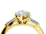Yellow gold Marquise Cut Diamond Solitaire Ring with Tapered Baguette Accents and Four-Prong Setting_83