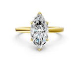 Yellow gold Marquise Cut Diamond Solitaire Ring with Thin Band and Prong Setting_12