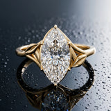 Yellow gold Marquise Cut Diamond Solitaire Ring with Twist Band and Four-Prong Setting_98